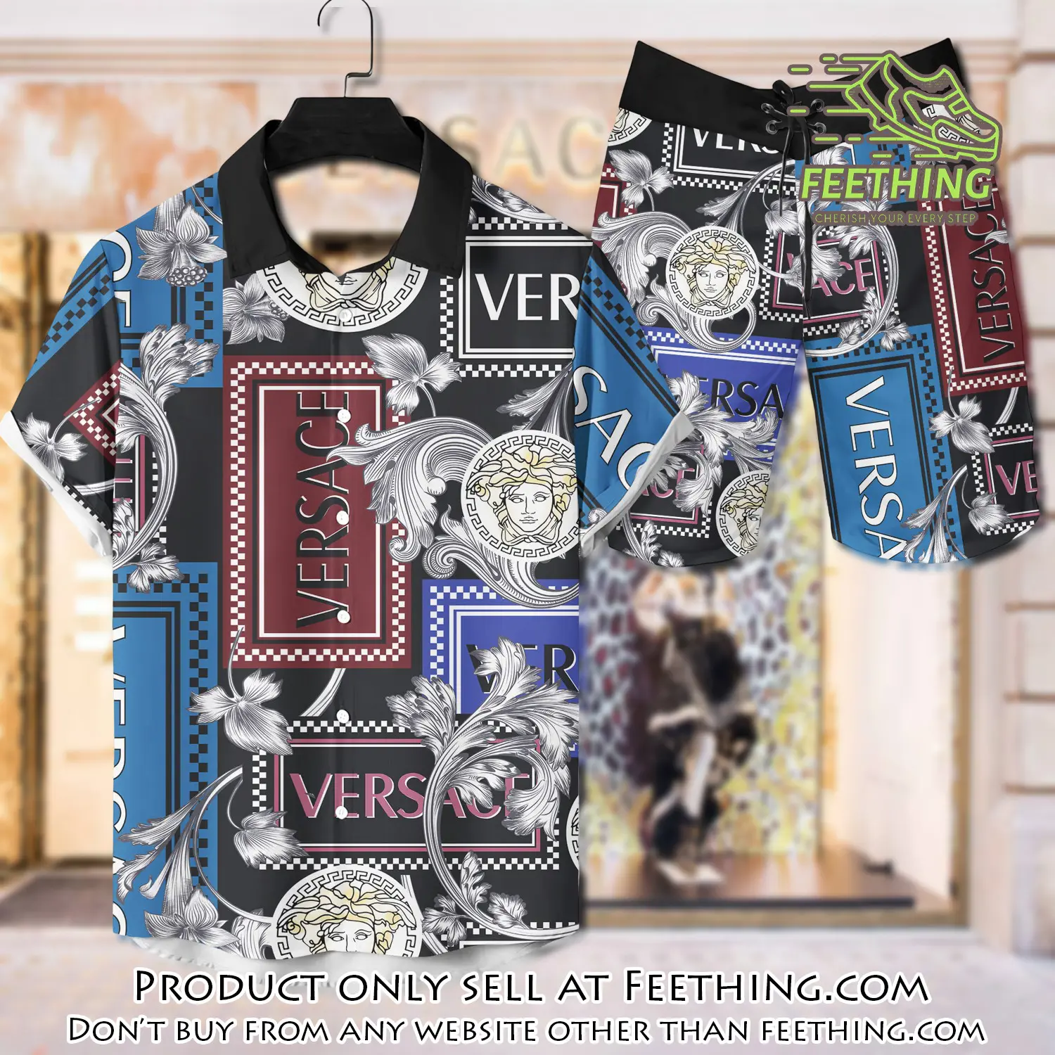 Versace luxury hawaiian shirt & short set lhs1215 ft3733369